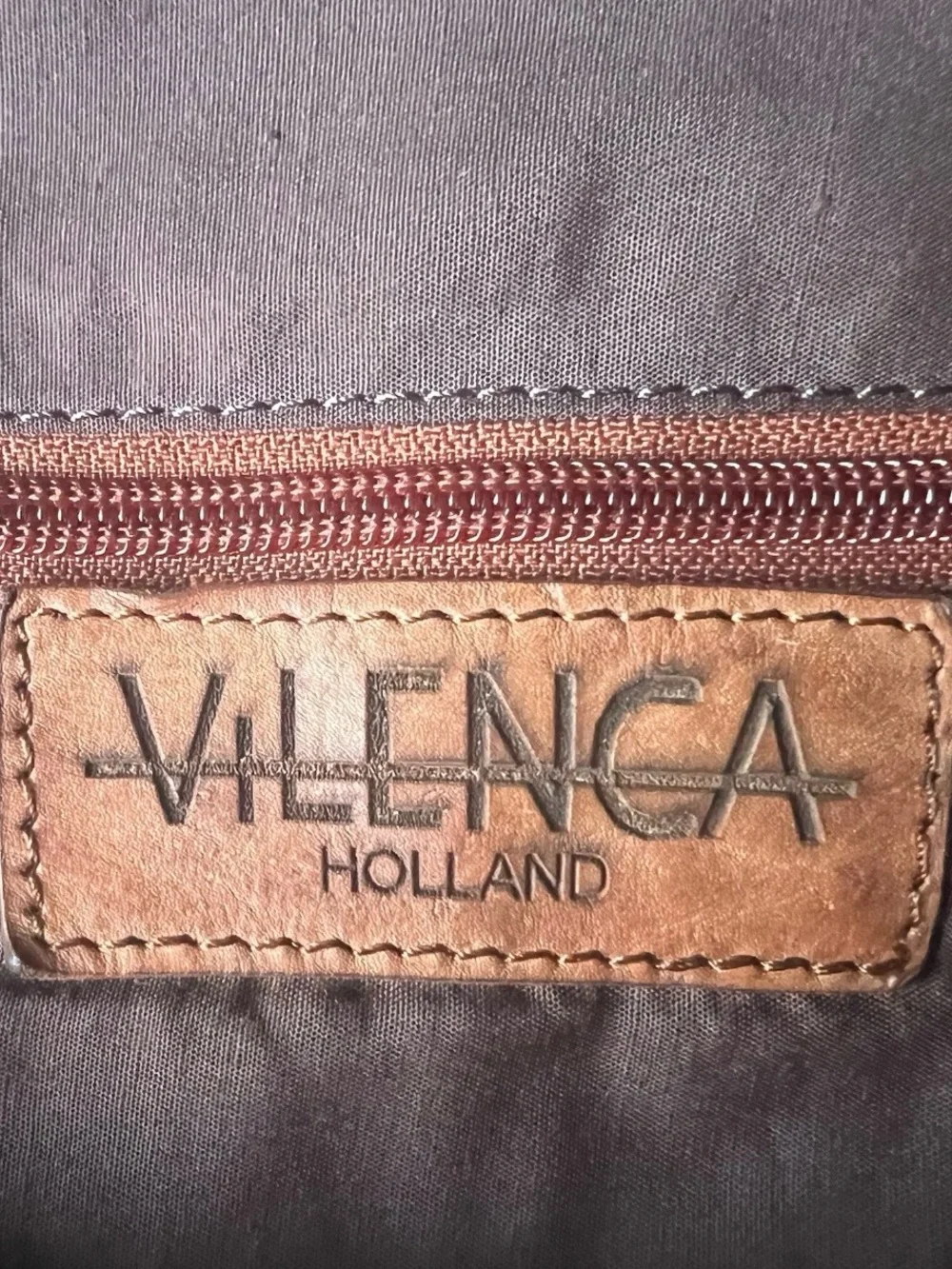 Vilenca Holland Cognac Brown Genuine Leather Woven Backpack